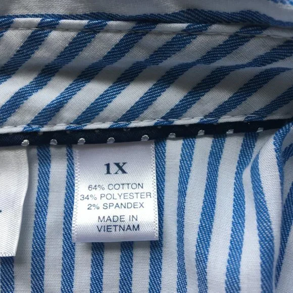Lee Riders Blue Stripe Shirt Blouse Top Cotton size 1X - Picture 7 of 7